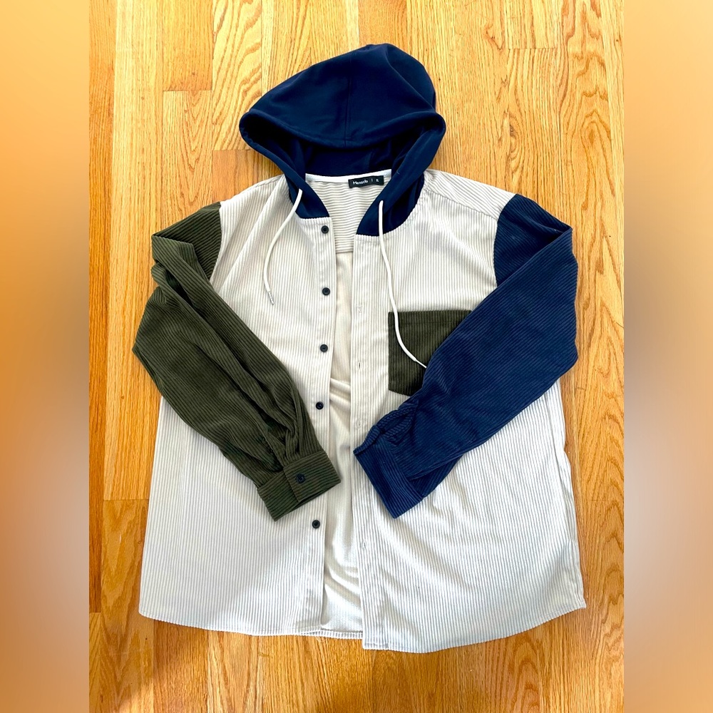 XL Mensclo Corduroy Button-Up Hoodie
